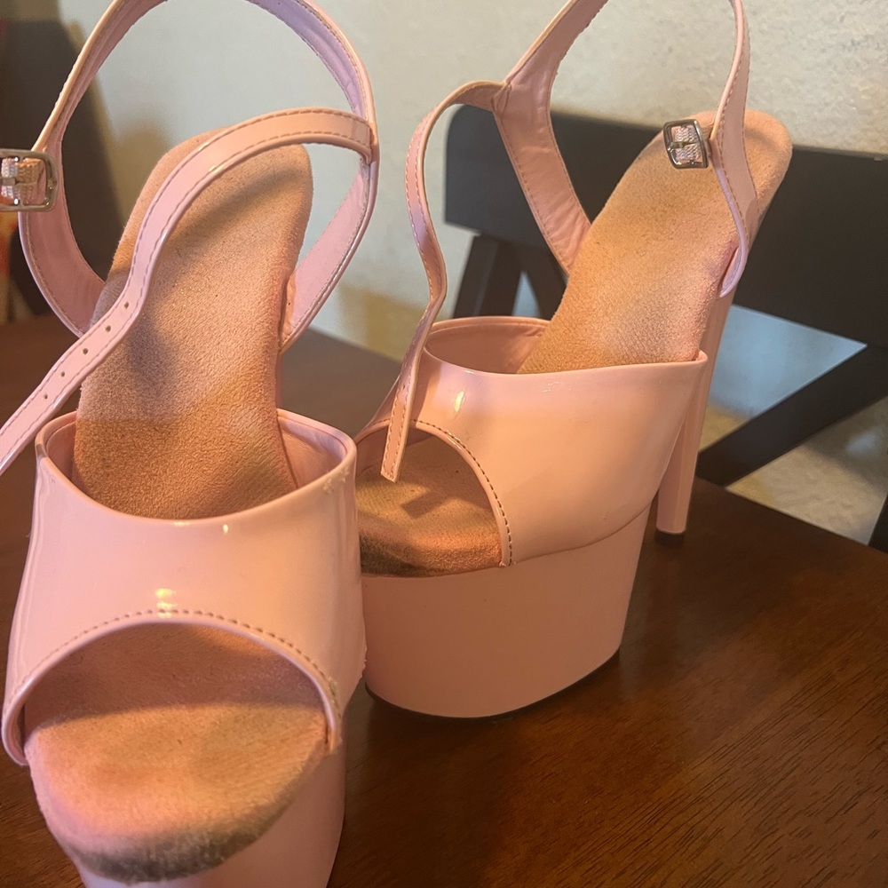 Pleaser Pink Strappy Platform Heels